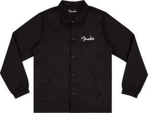 Genuine Fender Guitars Spaghetti Logo Coaches Jacket, Black, S, Small