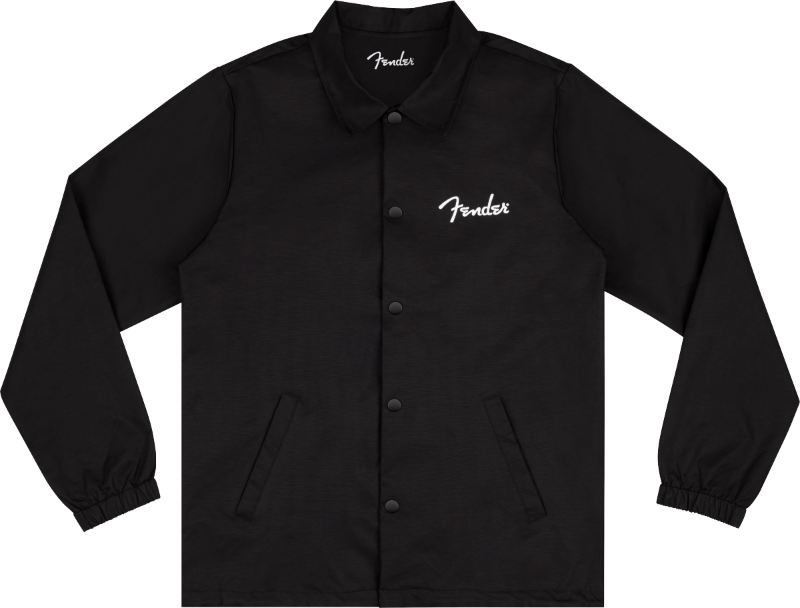 Genuine Fender Guitars Spaghetti Logo Coaches Jacket, Black, M, Medium