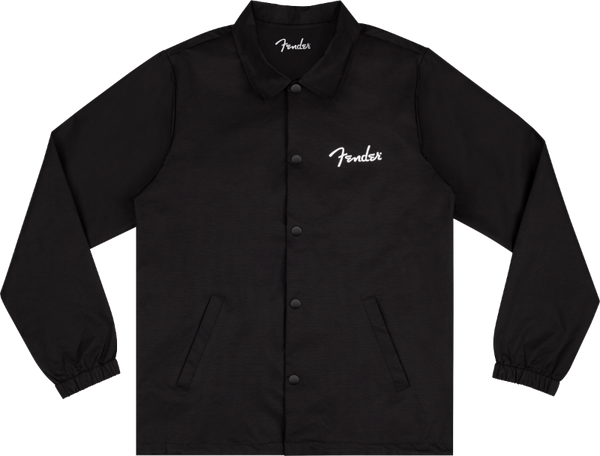 Genuine Fender Guitars Spaghetti Logo Coaches Jacket, Black, XXL, 2XL