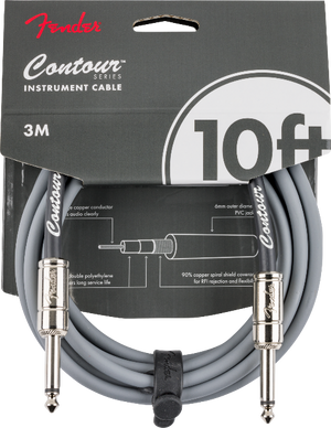 Fender Contour Series Guitar/Instrument Cable, Straight, 10' ft, Inca Silver