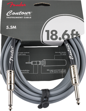 Fender Contour Series Guitar/Instrument Cable, Straight, 18.6' ft, Inca Silver