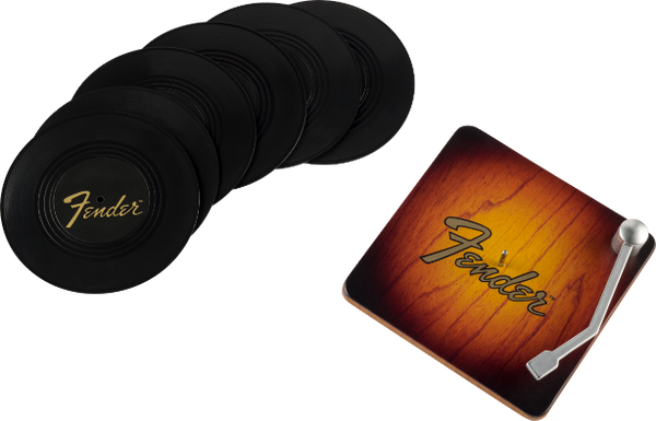 Genuine Fender Sunburst Turntable Coaster Set Gift, 6-Pack