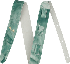 Genuine Fender Tie Dye Leather Guitar Strap, Green, 2" Wide