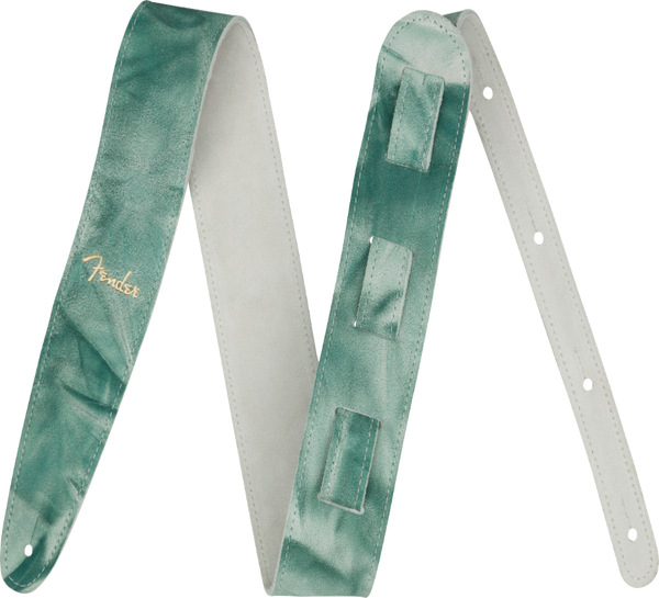 Genuine Fender Tie Dye Leather Guitar Strap, Green, 2" Wide