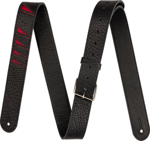 Jackson LEATHER Shark Fin Pattern Guitar Strap, Red and Black, 2" Wide