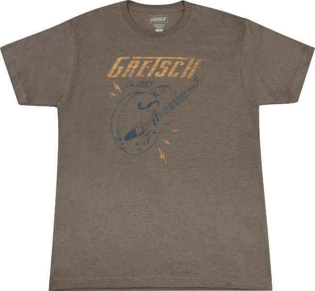 Gretsch Guitars Lighting Bolt Graphic T-Shirt, Brown, S, SMALL