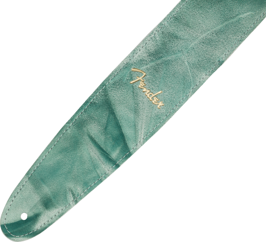 Genuine Fender Tie Dye Leather Guitar Strap, Green, 2" Wide