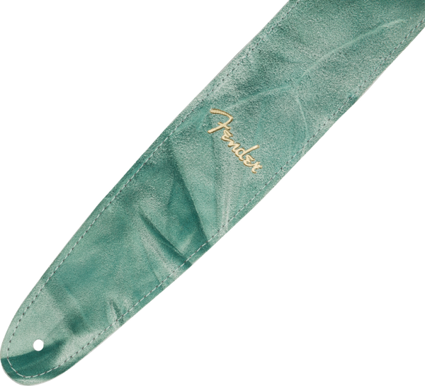 Genuine Fender Tie Dye Leather Guitar Strap, Green, 2" Wide