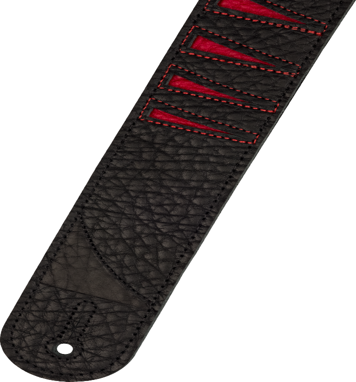 Jackson LEATHER Shark Fin Pattern Guitar Strap, Red and Black, 2" Wide