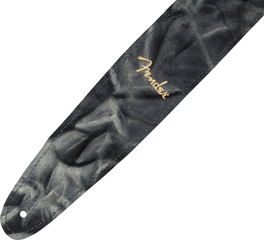 Genuine Fender Tie Dye Leather Guitar Strap, Black, 2" Wide