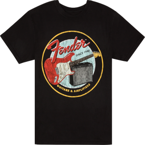 Genuine Fender 1946 Guitars & Amplifiers T-Shirt, Vintage Black, XXL, 2XL