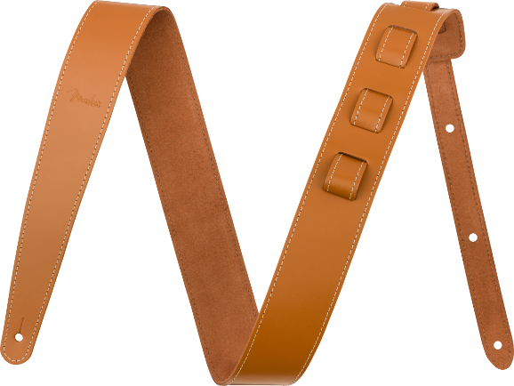 Genuine Fender 2'' Essentials Leather Guitar Strap, Tan, 099-0642-120