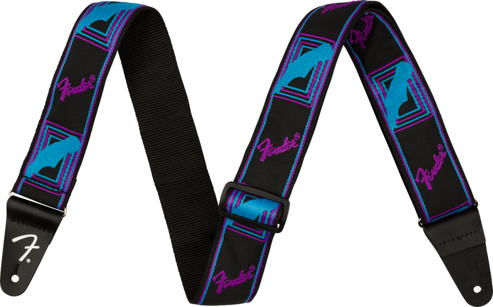 Genuine Fender Neon Monogrammed Adjustable Guitar Strap, BLUE/PURPLE