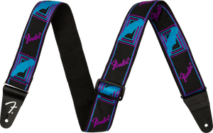 Genuine Fender Neon Monogrammed Adjustable Guitar Strap, BLUE/PURPLE