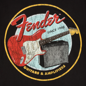 Genuine Fender 1946 Guitars & Amplifiers T-Shirt, Vintage Black, XL, EXTRA LARGE