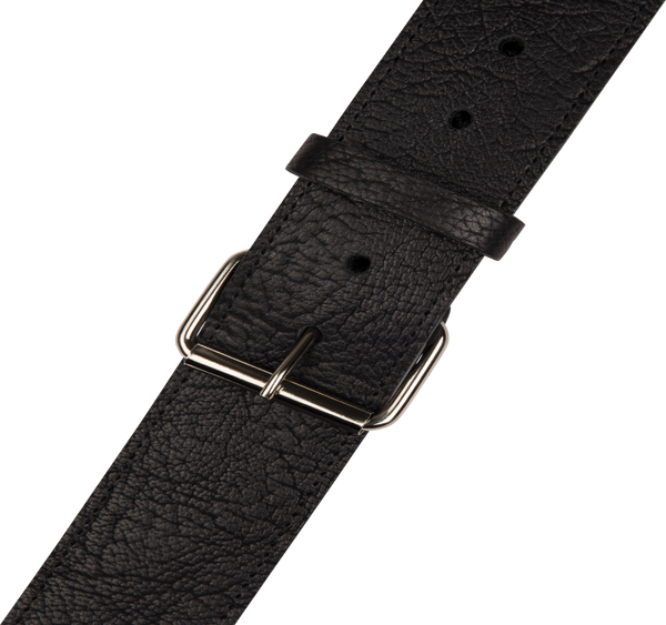 Jackson LEATHER Shark Fin Pattern Guitar Strap, Black and White, 2" Wide