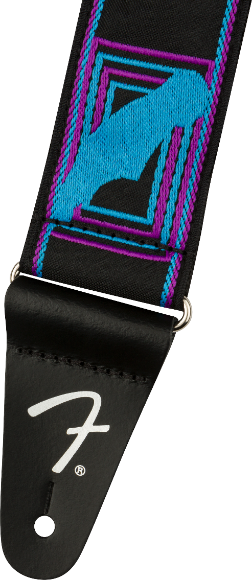 Genuine Fender Neon Monogrammed Adjustable Guitar Strap, BLUE/PURPLE