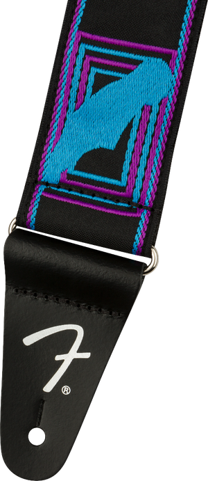 Genuine Fender Neon Monogrammed Adjustable Guitar Strap, BLUE/PURPLE