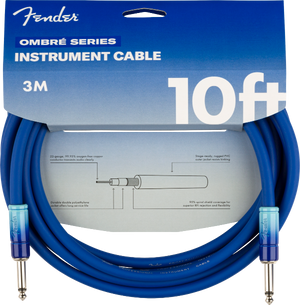 Genuine Fender Ombré Instrument Guitar Cable, Straight, 10', Belair Blue