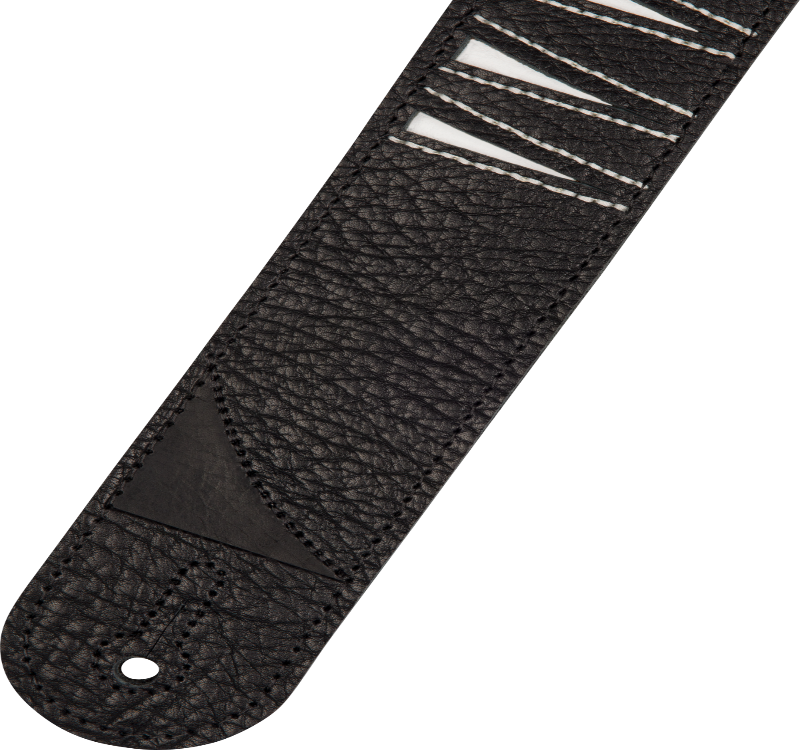 Jackson LEATHER Shark Fin Pattern Guitar Strap, Black and White, 2" Wide
