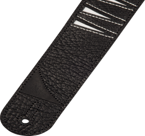 Jackson LEATHER Shark Fin Pattern Guitar Strap, Black and White, 2" Wide