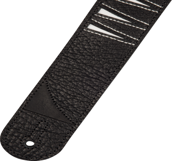 Jackson LEATHER Shark Fin Pattern Guitar Strap, Black and White, 2" Wide