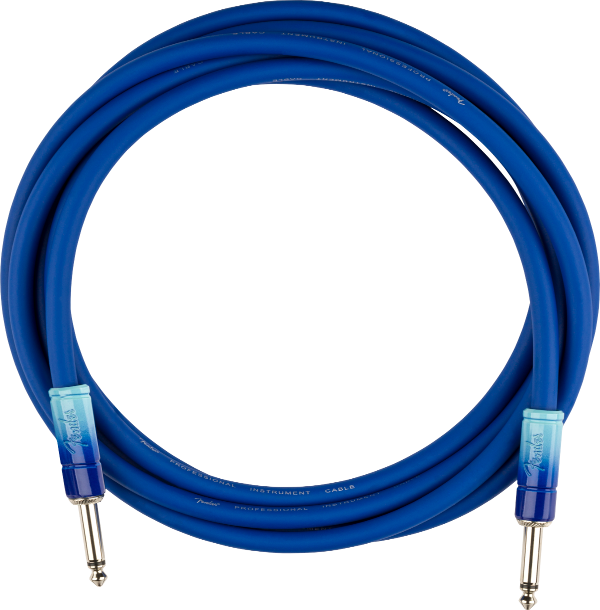 Genuine Fender Ombré Instrument Guitar Cable, Straight, 10', Belair Blue