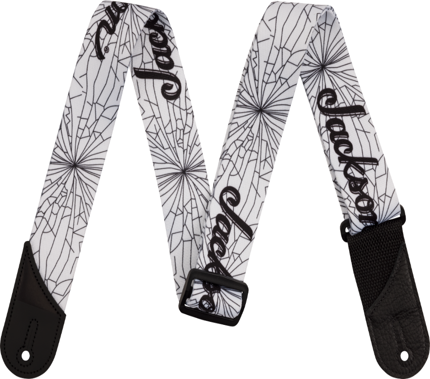 Jackson Cracked Mirror Guitar Strap, Adjustable, White, 2" Wide