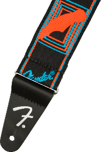 Genuine Fender Neon Monogrammed Adjustable Guitar Strap, BLUE/ORANGE