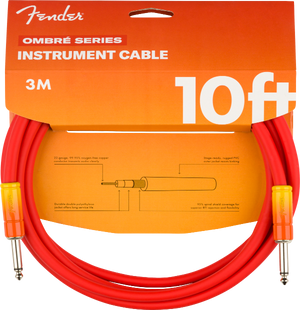 Genuine Fender Ombré Instrument Guitar Cable, Straight, 10', Tequila Sunrise
