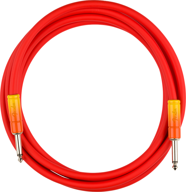 Genuine Fender Ombré Instrument Guitar Cable, Straight, 10', Tequila Sunrise