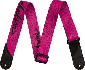 Jackson Cracked Mirror Guitar Strap, Adjustable, Pink, 2" Wide
