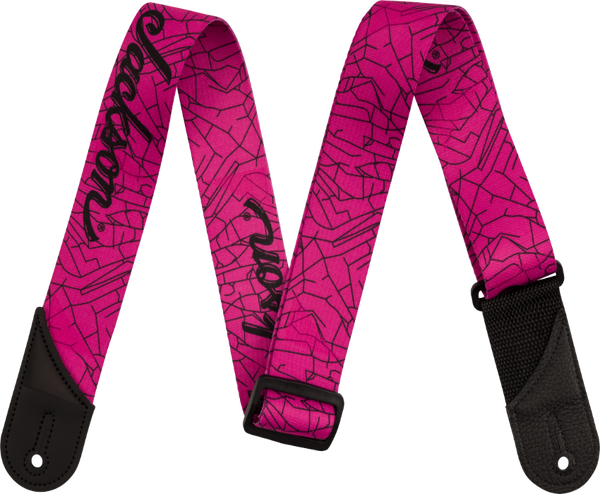 Jackson Cracked Mirror Guitar Strap, Adjustable, Pink, 2" Wide