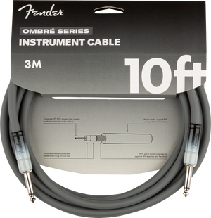 Genuine Fender Ombré Instrument Guitar Cable, Straight, 10', Silver Smoke