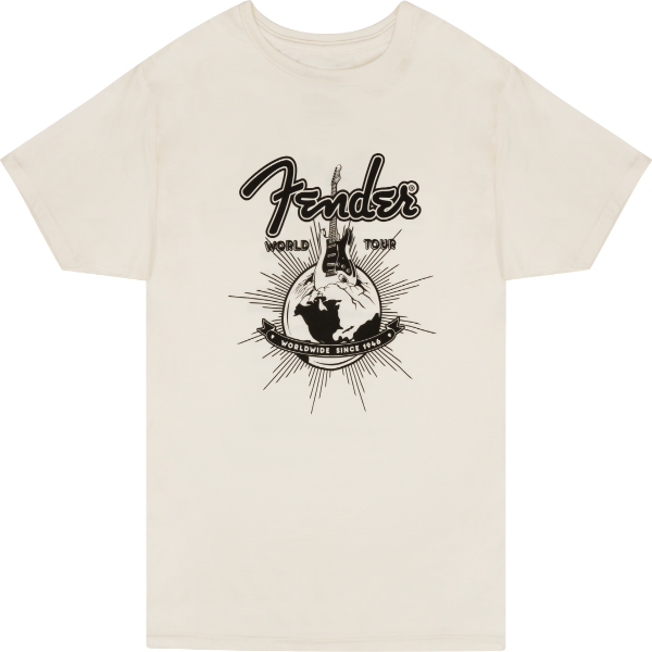 Fender Guitars WORLD TOUR Vintage White Tee T-Shirt, Medium, M