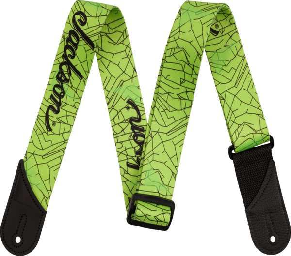 Jackson® Craca Jackson Cracked Mirror Guitar Strap, Adjustable, Green, 2" Wideked Mirror Strap, Green, 2"
