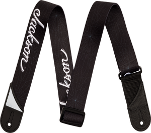 Jackson White Logo Guitar Strap, Adjustable, Black, 2" Wide
