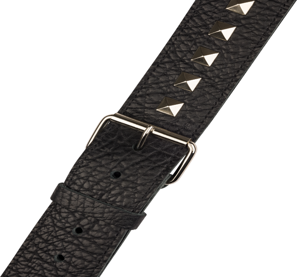 Jackson Metal Stud Leather Strap, Black, Adjustable, 2.5" Wide