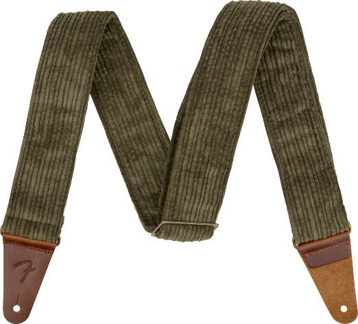 Genuine Fender Corduroy Guitar Strap, Antique Olive Green, 2" Wide