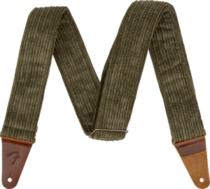 Genuine Fender Corduroy Guitar Strap, Antique Olive Green, 2" Wide