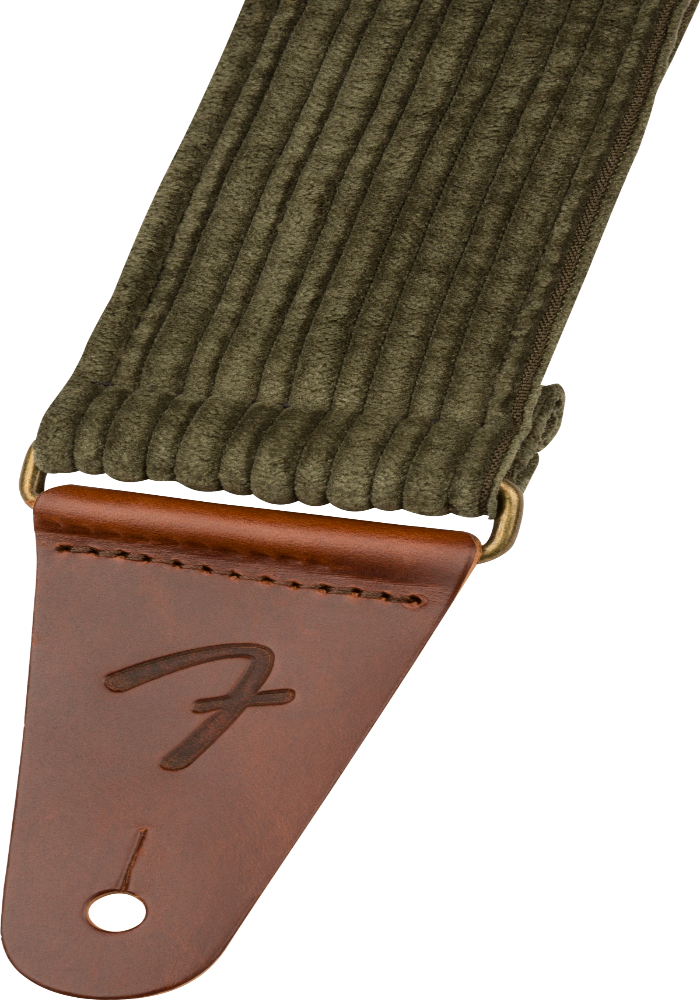 Genuine Fender Corduroy Guitar Strap, Antique Olive Green, 2" Wide