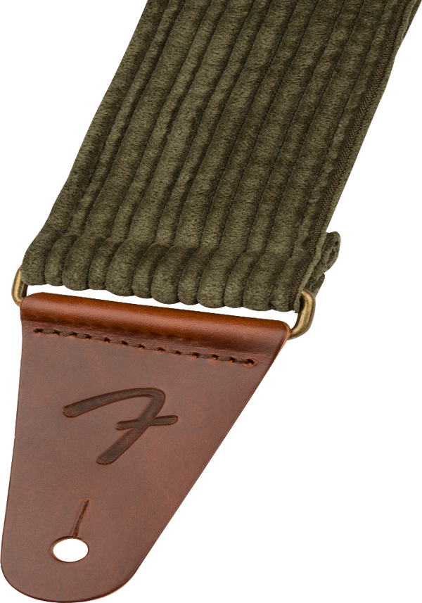 Genuine Fender Corduroy Guitar Strap, Antique Olive Green, 2" Wide