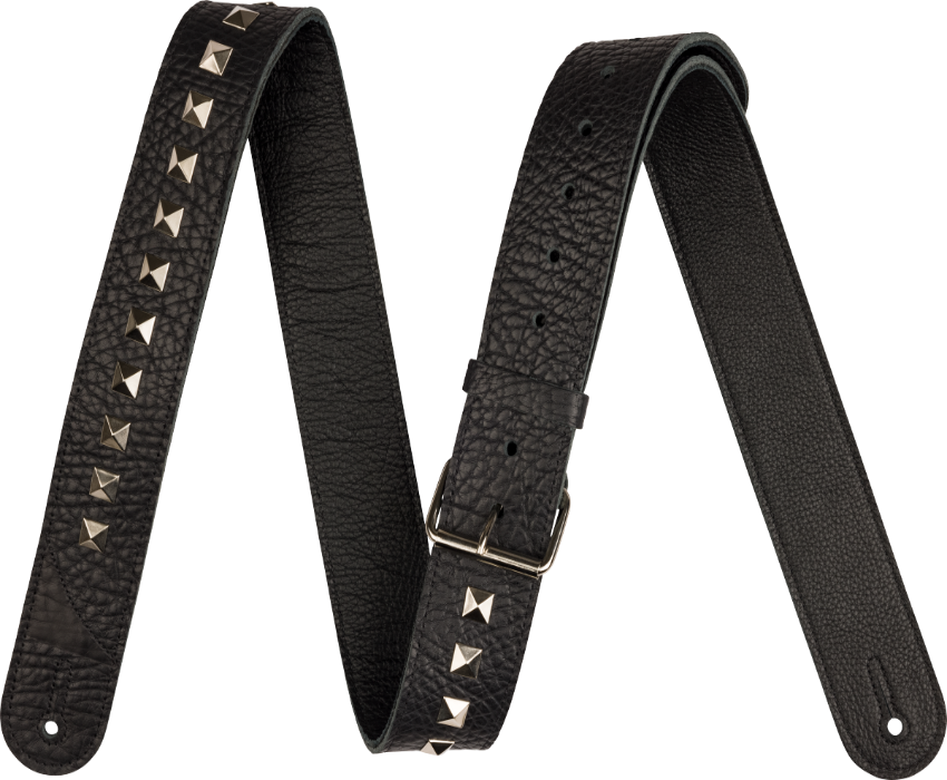 Jackson Metal Stud Leather Strap, Black, Adjustable, 2.5" Wide