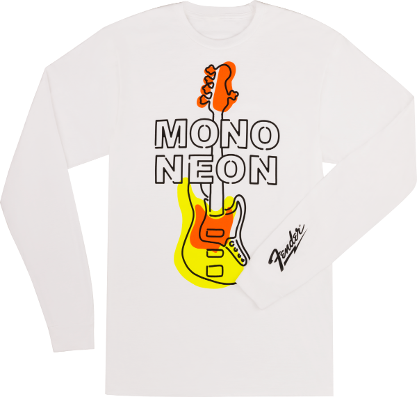 Fender Guitars Mono Neon Geo Bass Long/Sleeve T-Shirt, White, S, SMALL