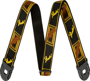 Fender QUICK GRIP Locking End Guitar Strap, Black/Yellow/Brown, 2" Wide