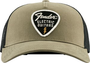 Genuine Fender Guitars Snap Back Logo Pick Patch Hat, Olive