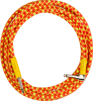 Fender MonoNeon Instrument/Guitar Cable, 10' ft, Straight to Angled, Orange