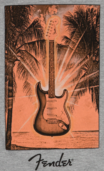 Genuine Fender Guitars Surf Tee T-Shirt, Gray Heather - S, Small