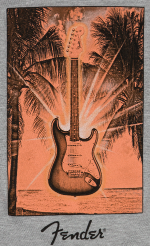 Genuine Fender Guitars Surf Tee T-Shirt, Gray Heather - S, Small