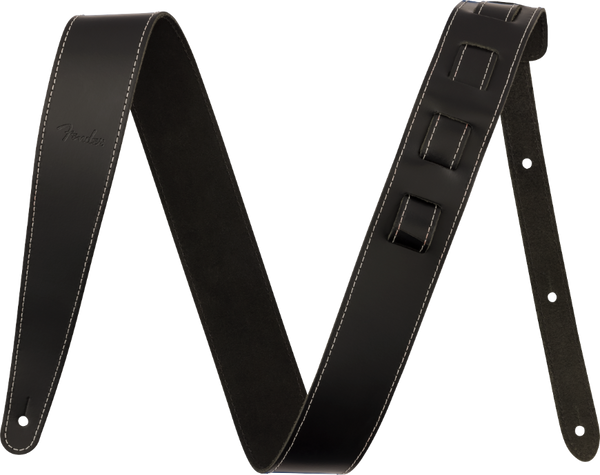 Genuine Fender 2" Essentials Leather Guitar Strap, Black, 099-0642-106